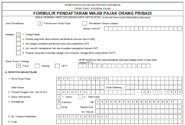 Formulir NPWP Pribadi dan Badan Terbaru